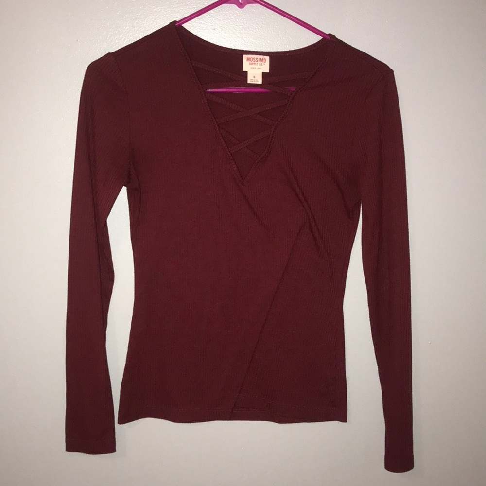 Maroon lace up shirt